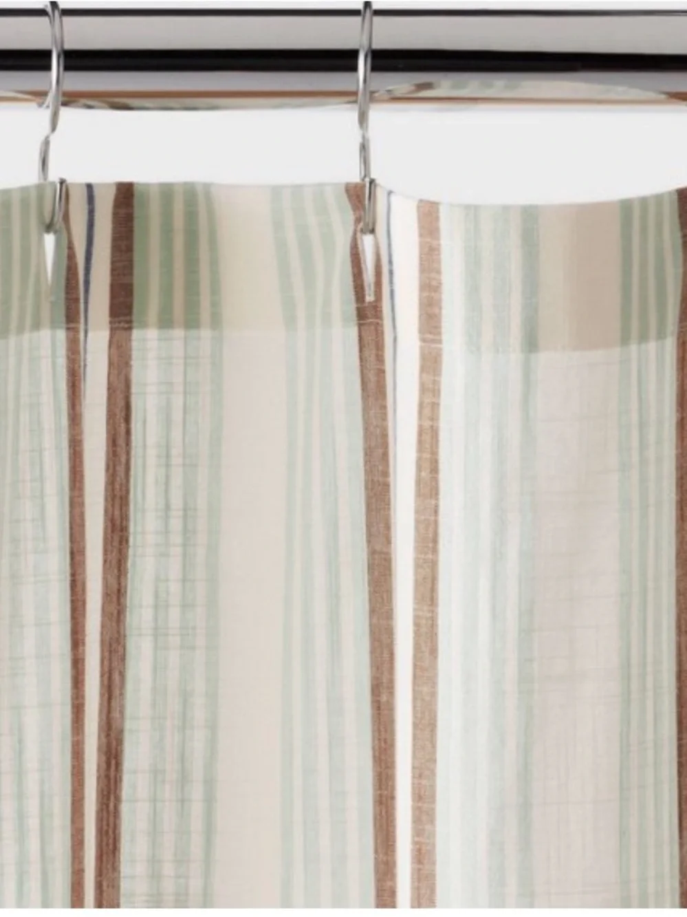 THRESHOLD NWT Textured coastal Stripe Shower Curtain -green NO RINGS